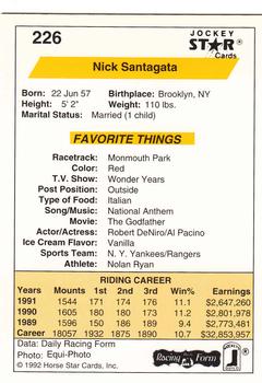 1992 Jockey Star #226 Nick Santagata Back